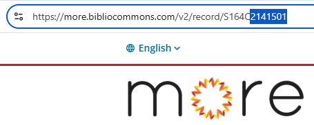 MORE Catalog URL showing trailing record number