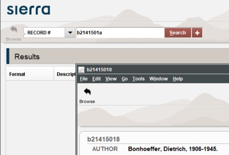 Bib record number lookup in Sierra
