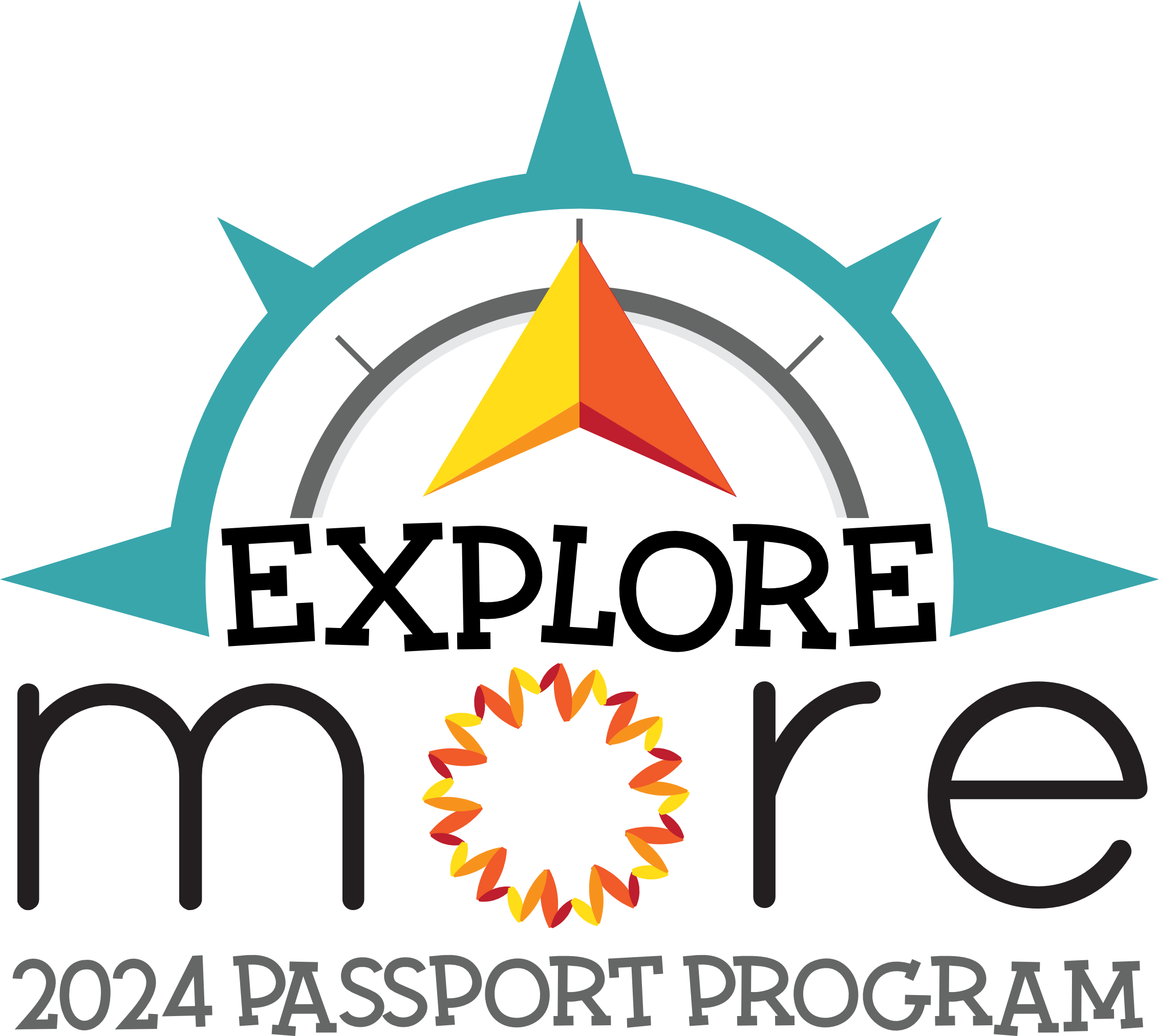 Explore MORE 2024 Passport Program, compass and arrow