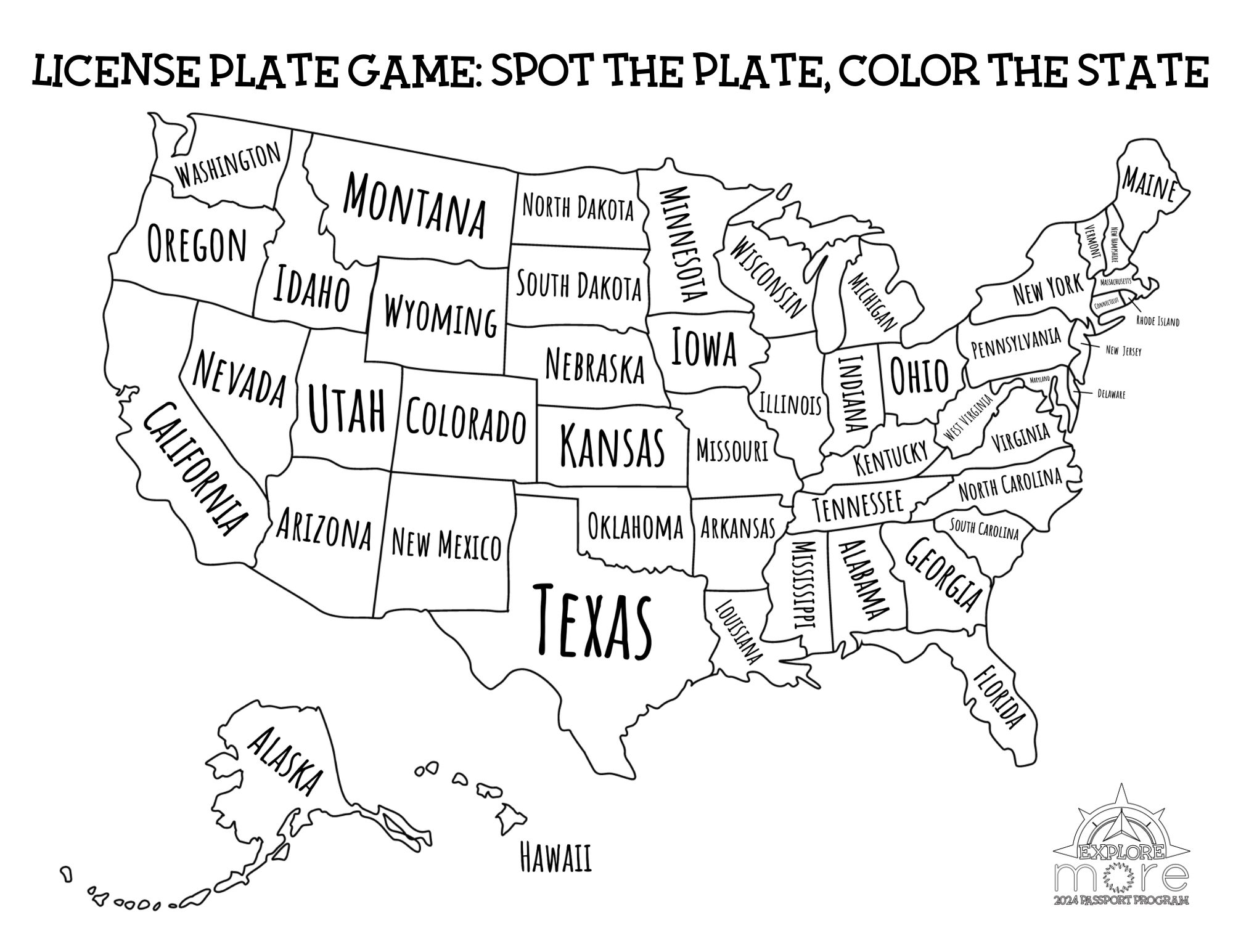 Map of USA black and white