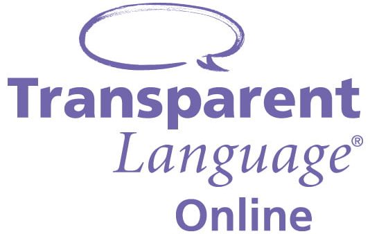 Transparent language online logo with speech bubble