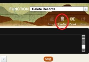 Scan/Delete button available in the Delete Records function