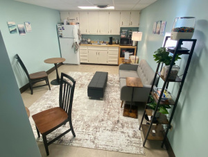 add carpet, couch, plants, lighting
